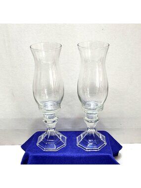 DIY (2) Glass Candle Holder Hurricane Vases Upcycled Home Decor Octagonal Base